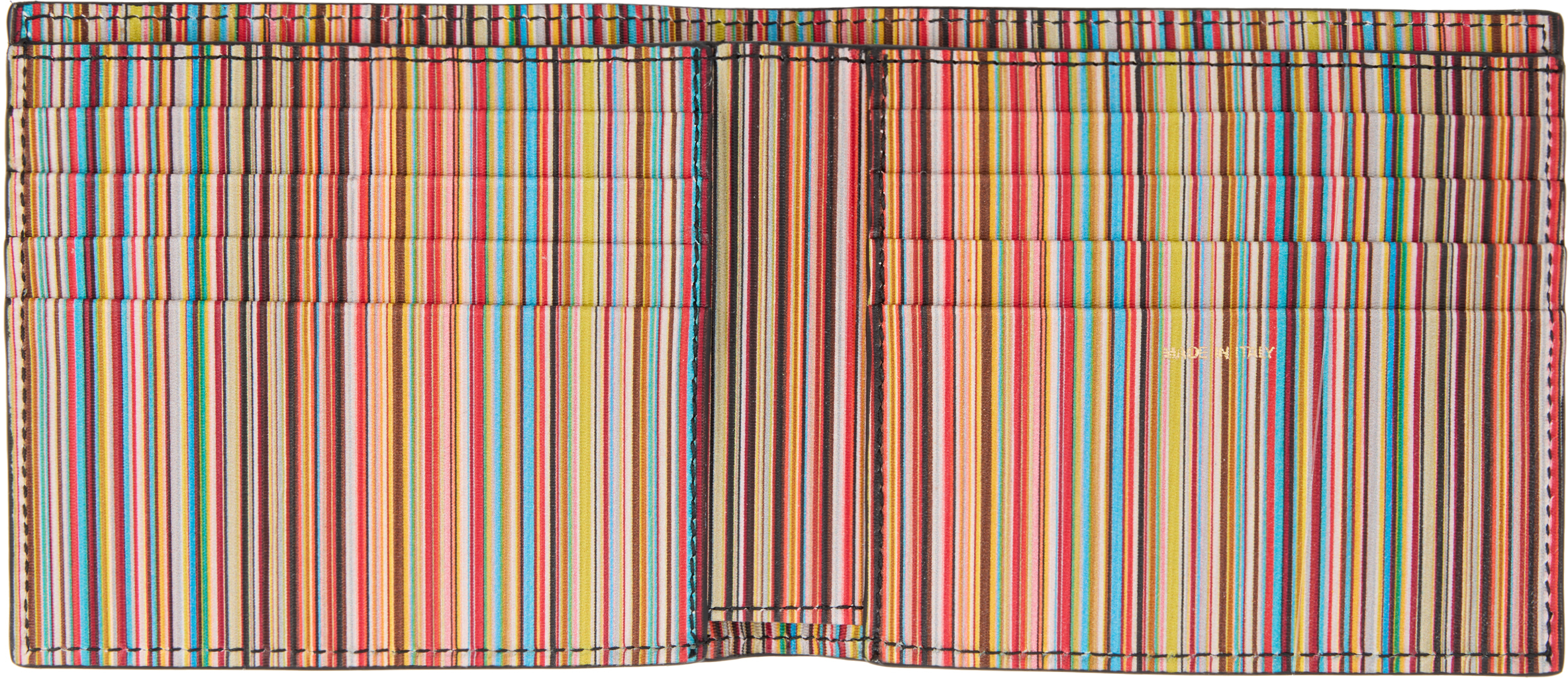 Black Leather 'Signature Stripe' Interior Billfold Wallet