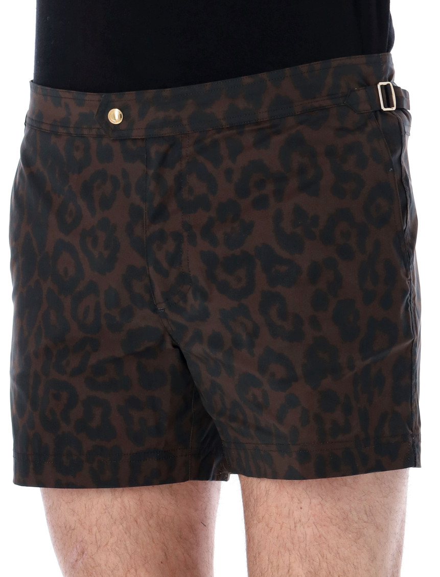 Cheetah-print swim shorts - Brown