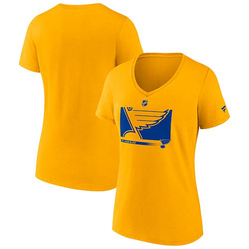 Women's Fanatics Gold St. Louis Blues Authentic Pro Core Collection Secondary Logo V-Neck T-