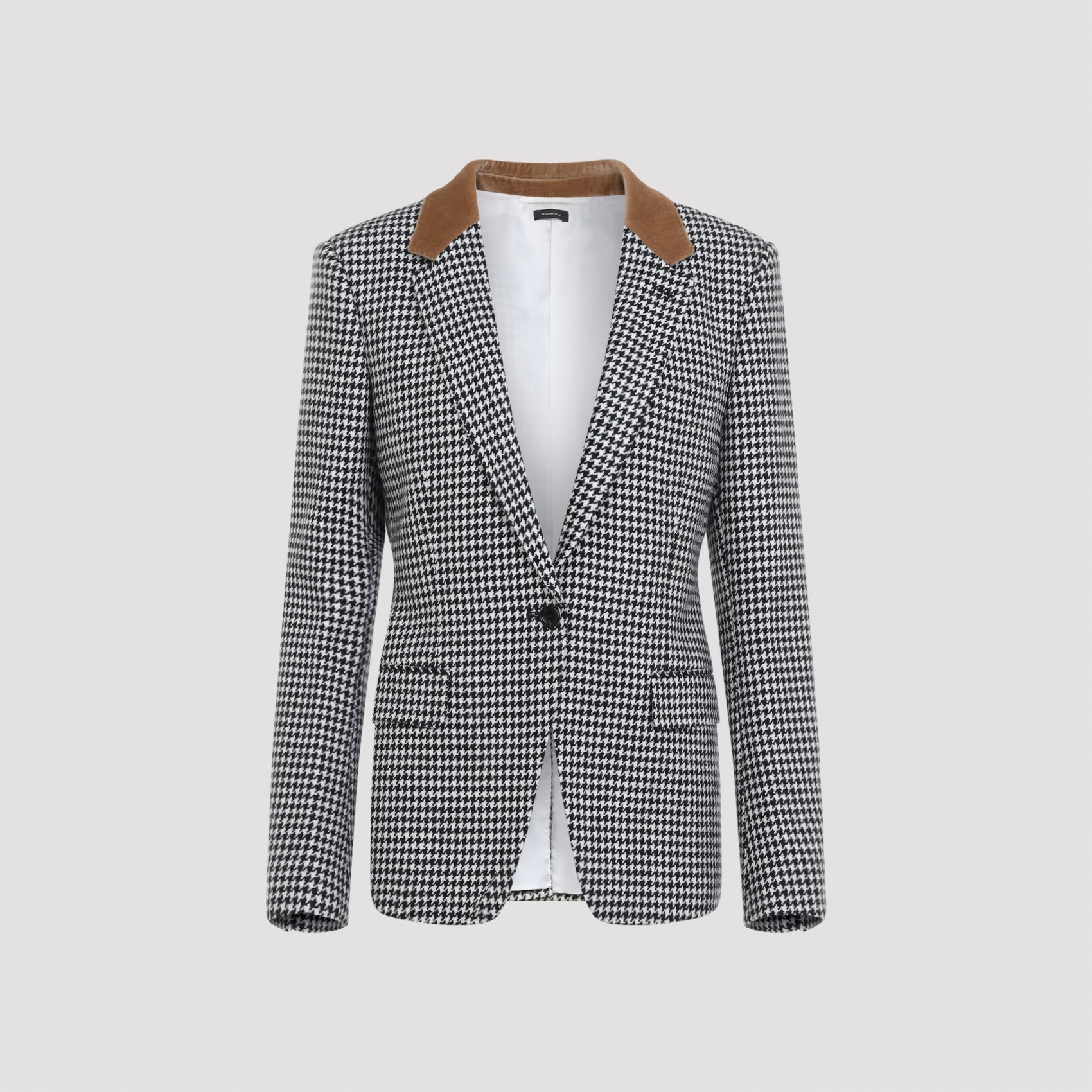 Women's Cashmere Single-Breasted Houndstooth Jacket