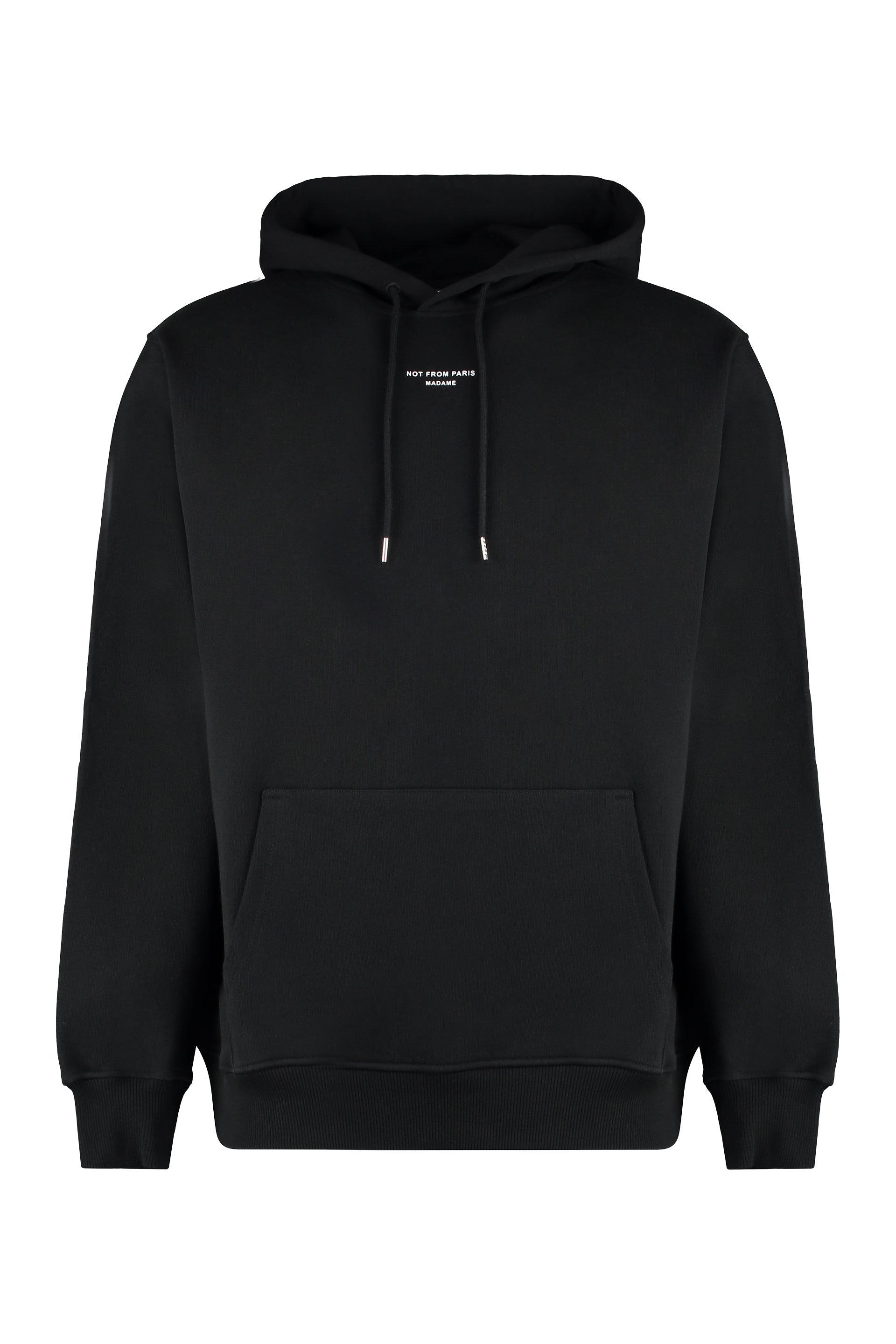 Drôle De Monsieur Classic Pocket Hooded Sweatshirt with Slogan Detail