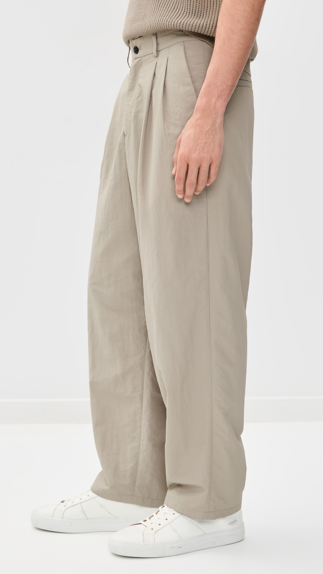 Nylon Pleated Trousers Pumice