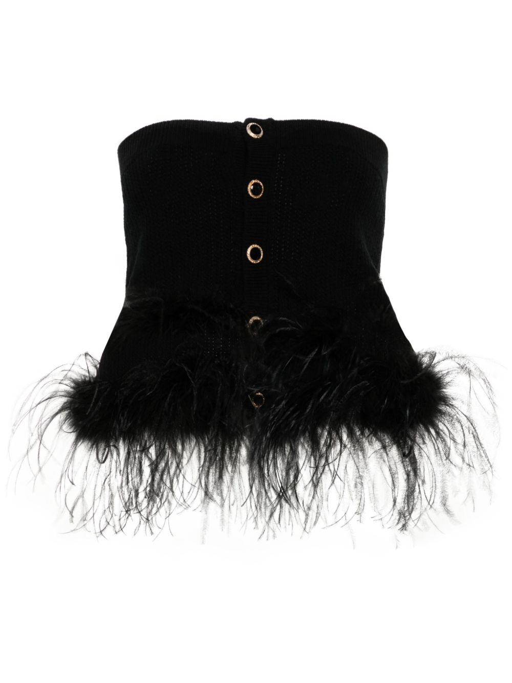 Feather-trim mini skirt - Black