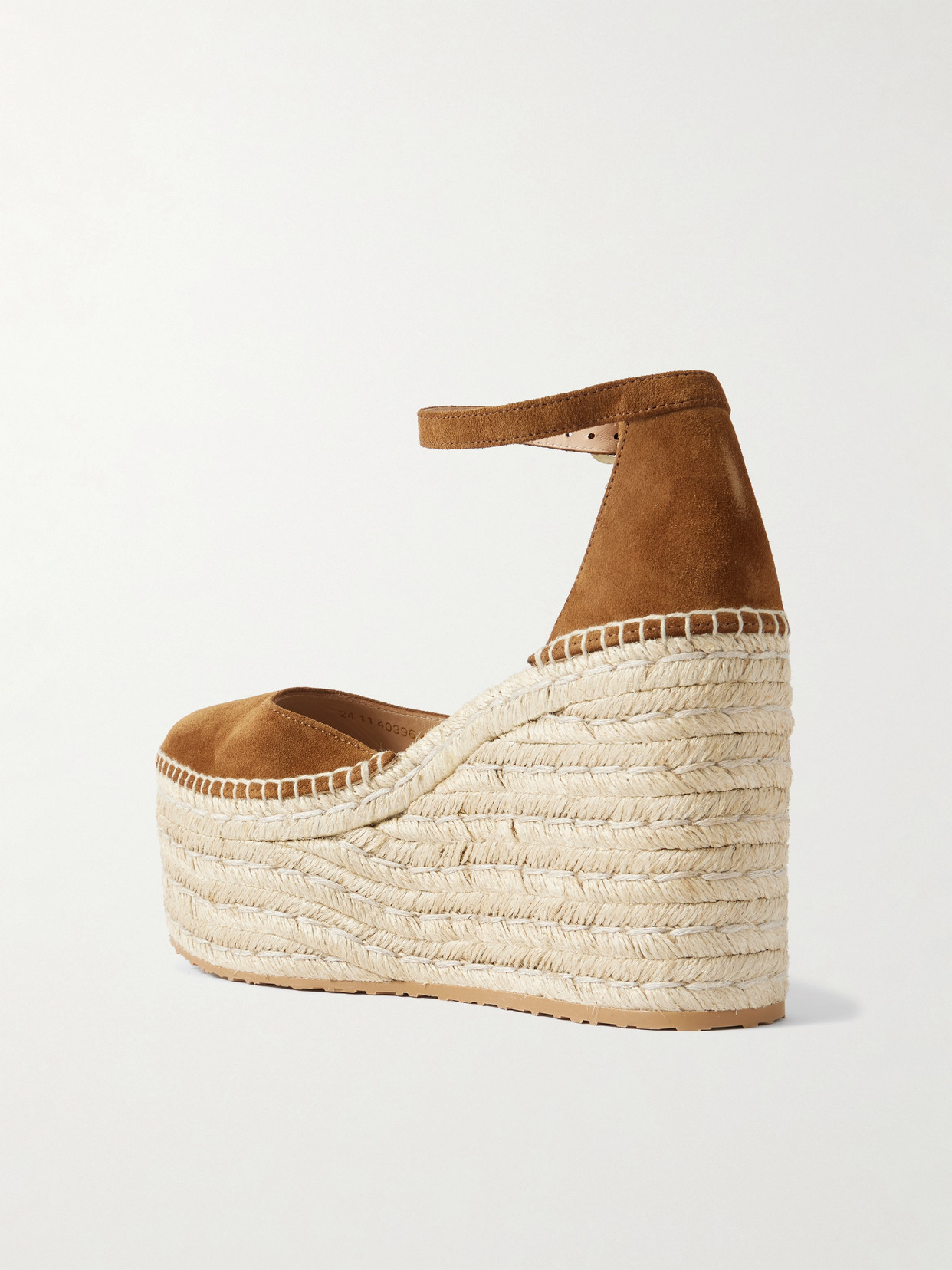 Suede Espadrille Platform Sandals - Brown