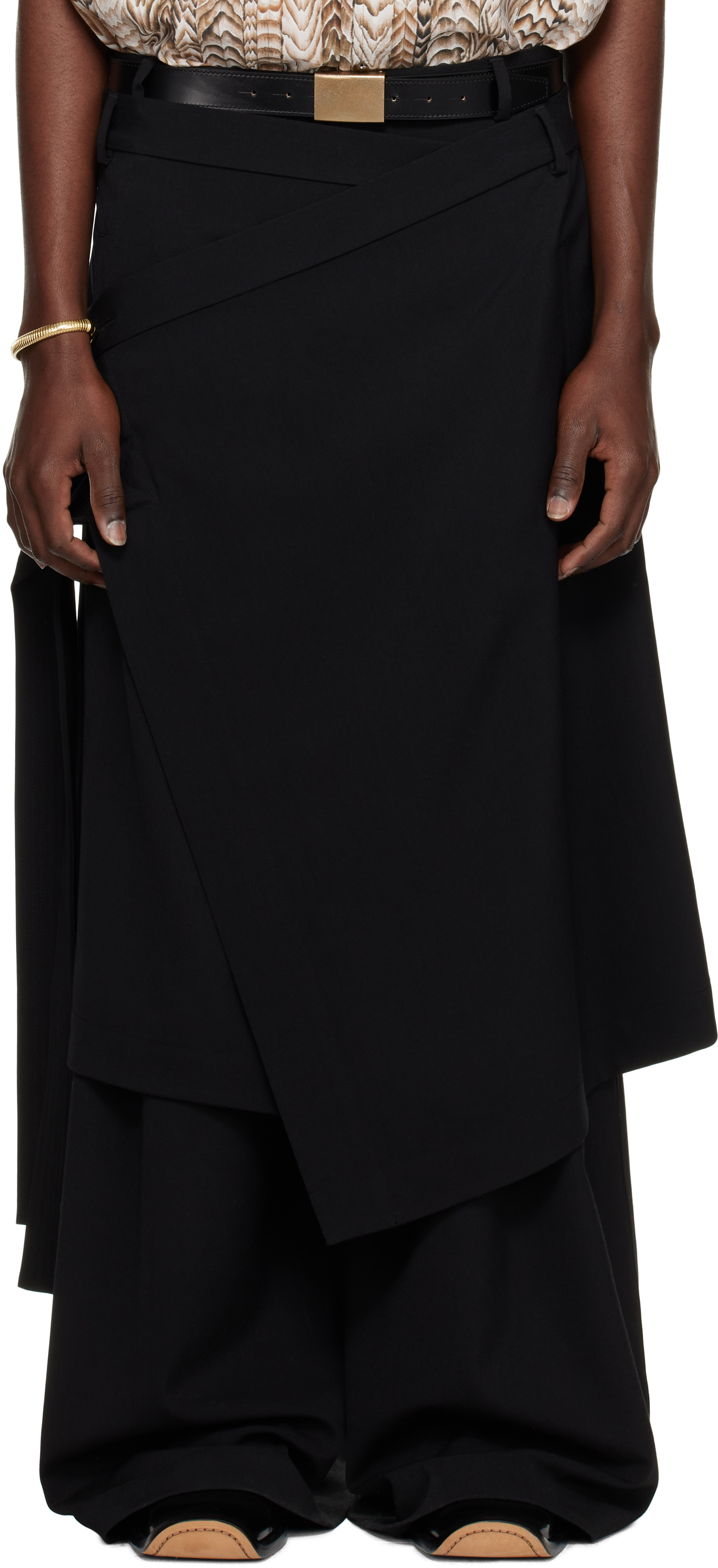 LU'U DAN Black Apron Skirt