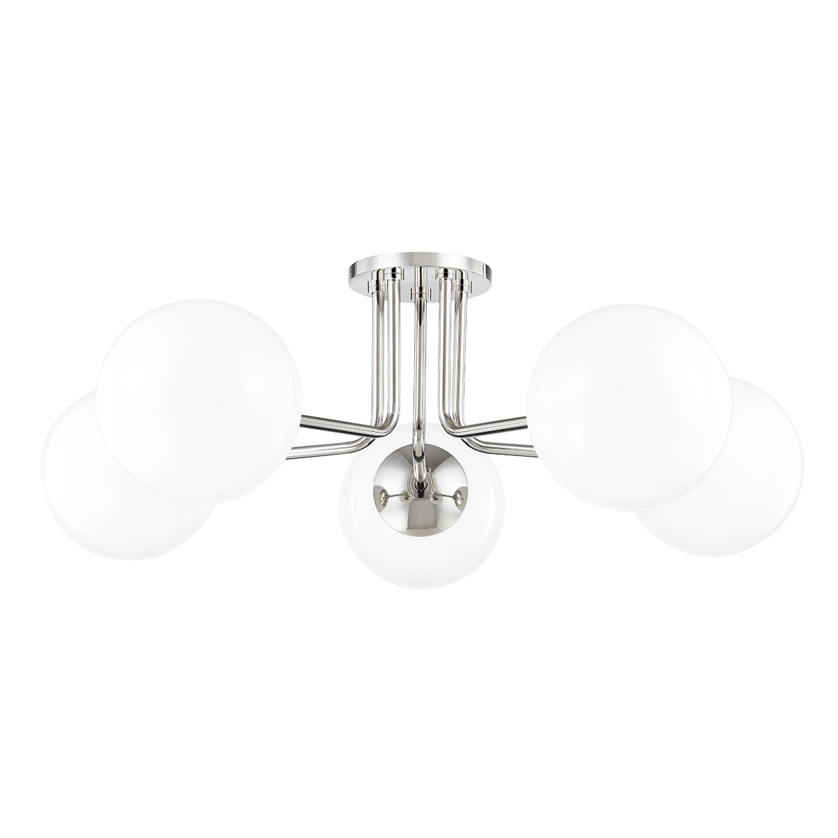 Polished Nickel Five Light Semi Flush Mount from the Stella Collection