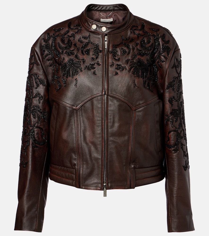 Beaded leather jacket