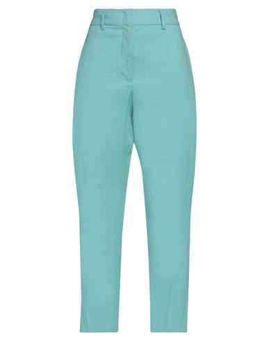 Seventy Venezia Woman Pants Turquoise Size 8 Linen, Cotton, Elastane