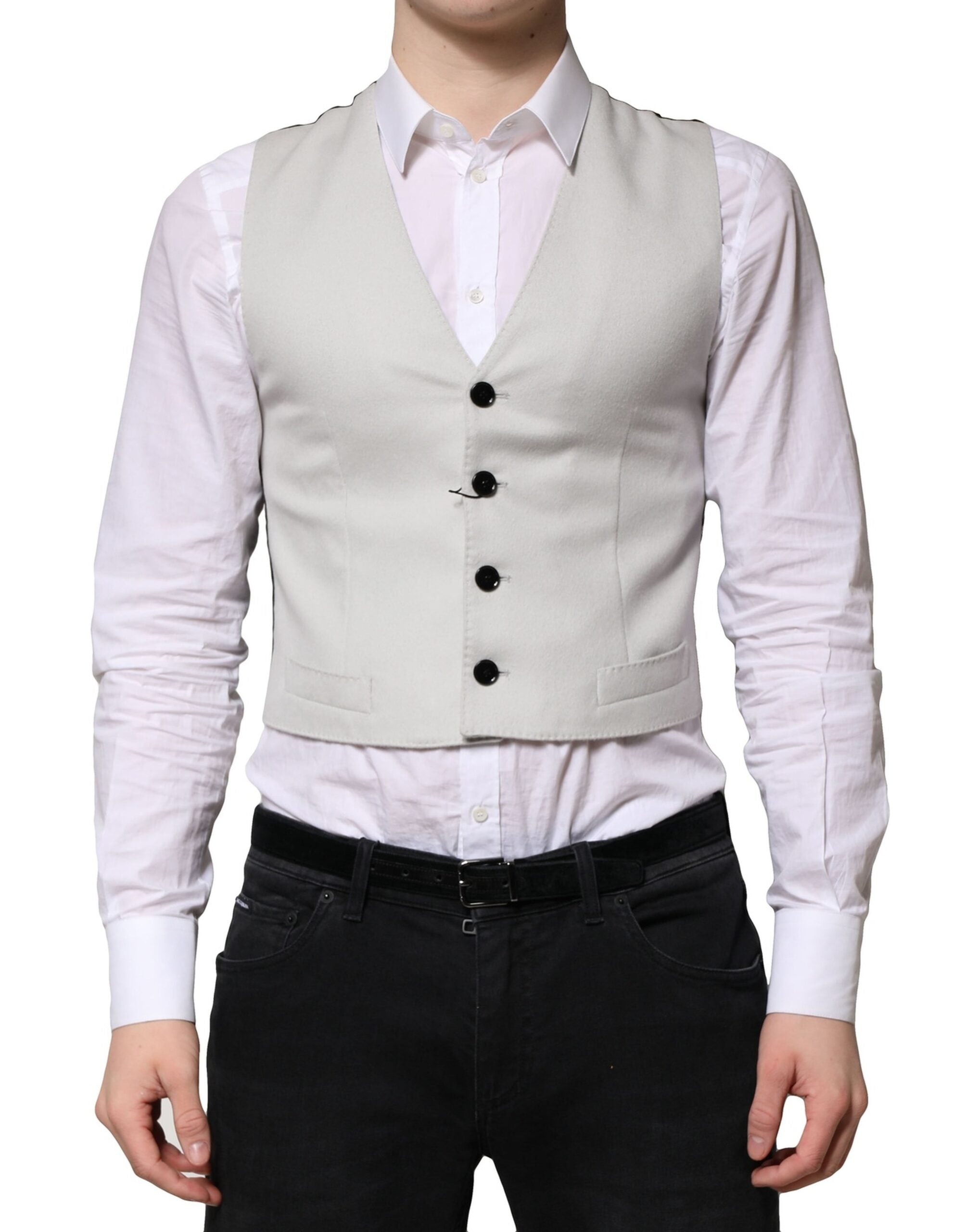 Virgin Wool Formal Dress Vest — Gray