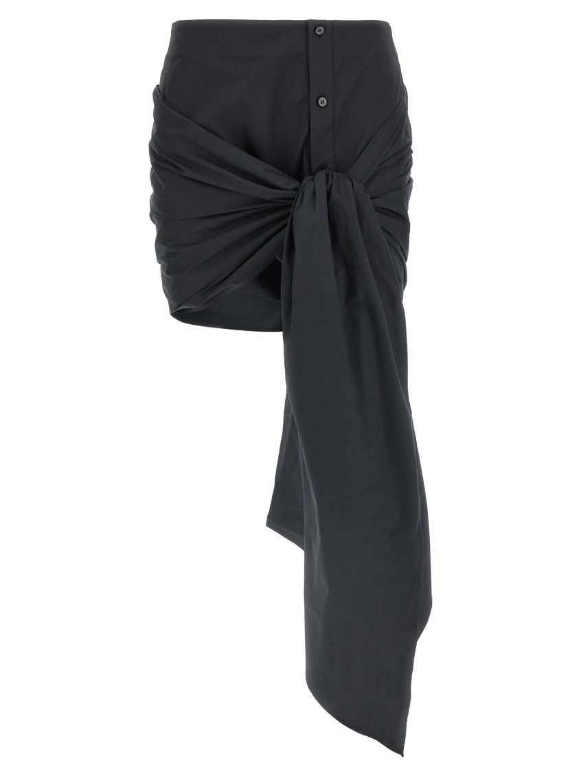 The Attico - bow skirt asymmetric hem button detai