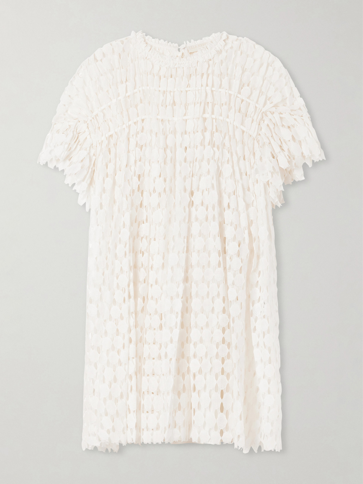 Layla Pleated Cotton-blend Lace Mini Dress - Orange