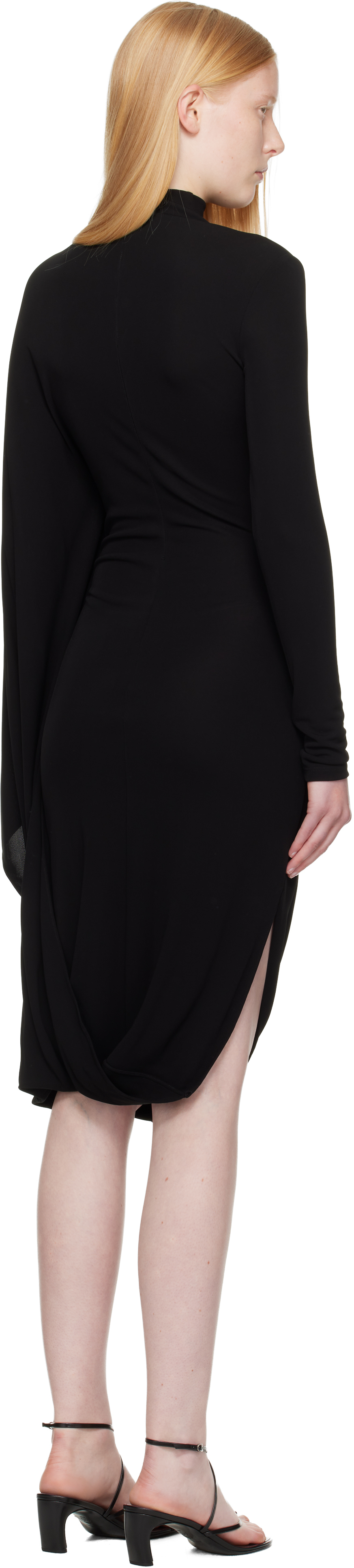 Stella McCartney Black Asymmetric Cape Midi Dress
