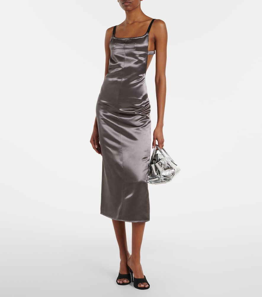 Open-back satin midi dress