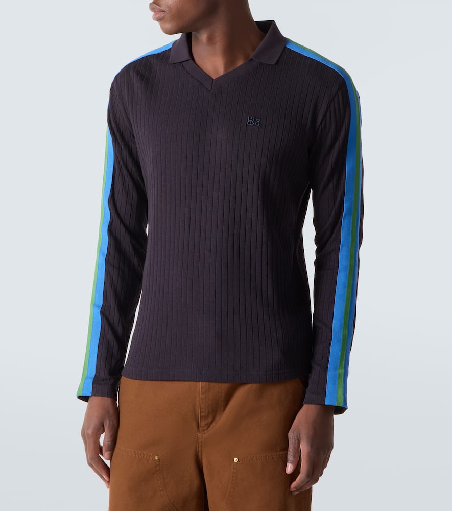 Ribbed-knit polo sweater
