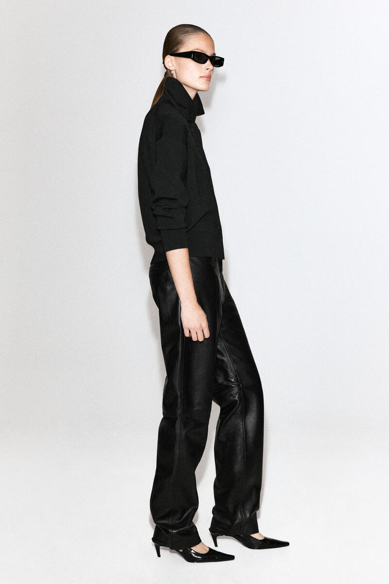Merino Wool Mock-Neck Cardigan