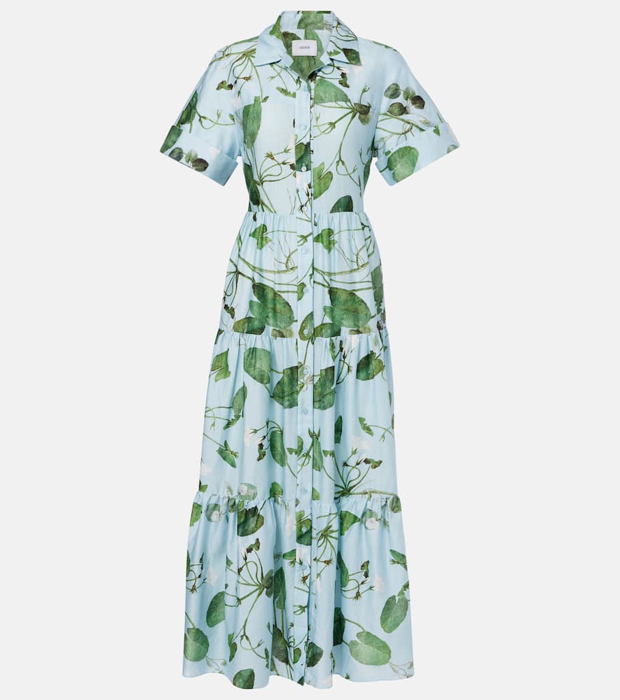 Tiered floral cotton midi dress