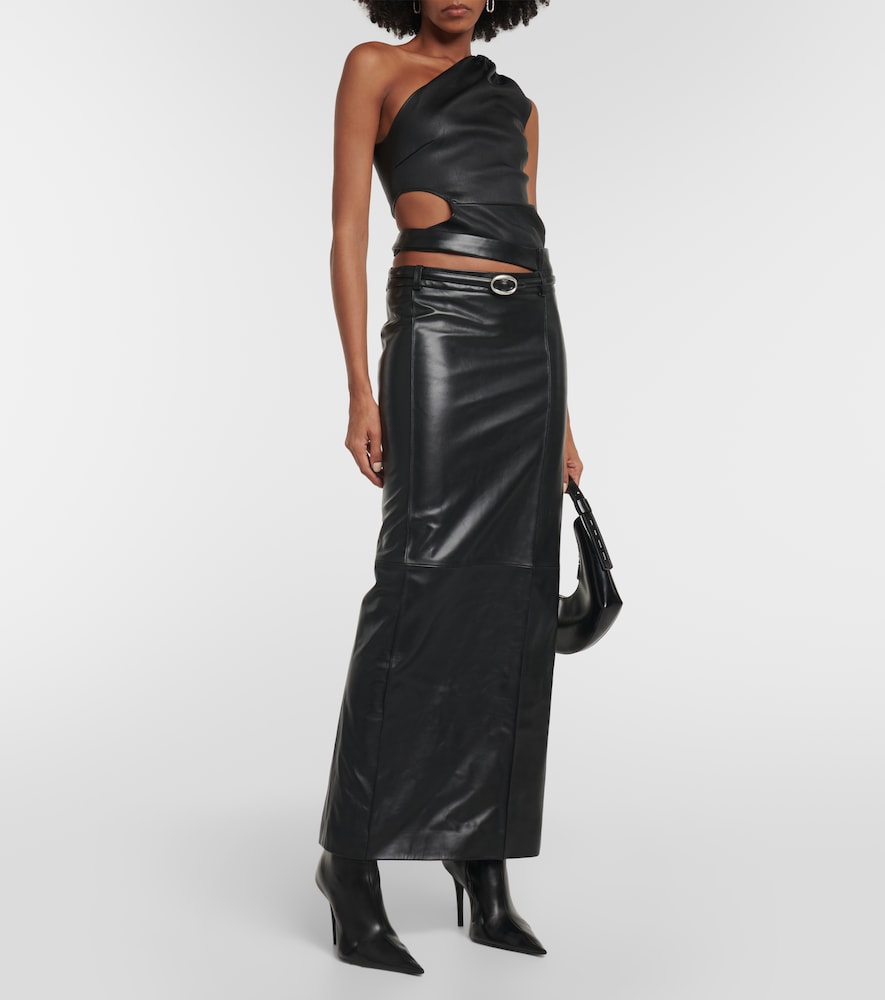 Ararat low-rise leather maxi skirt