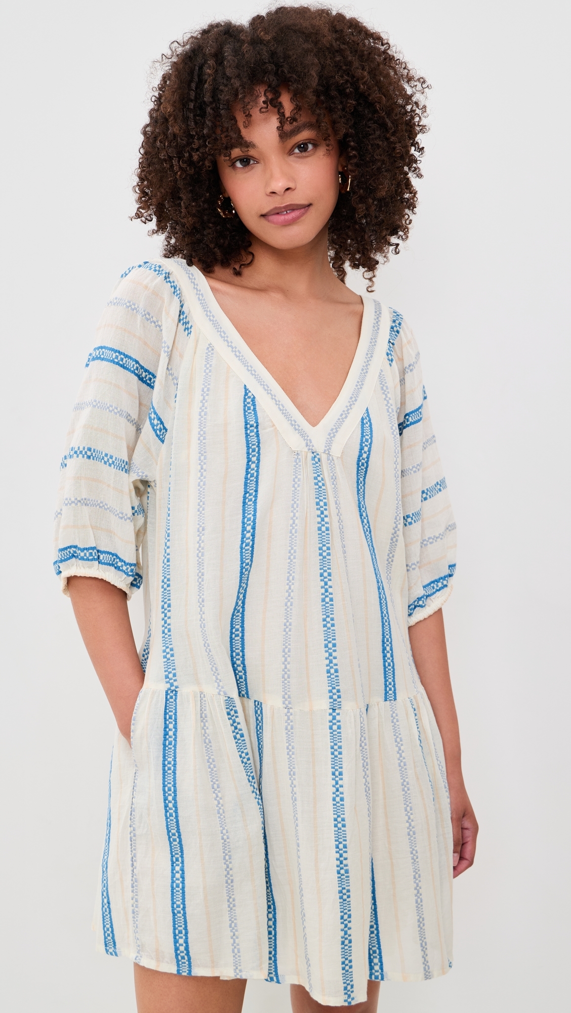 Selita Dress Cream/Blue