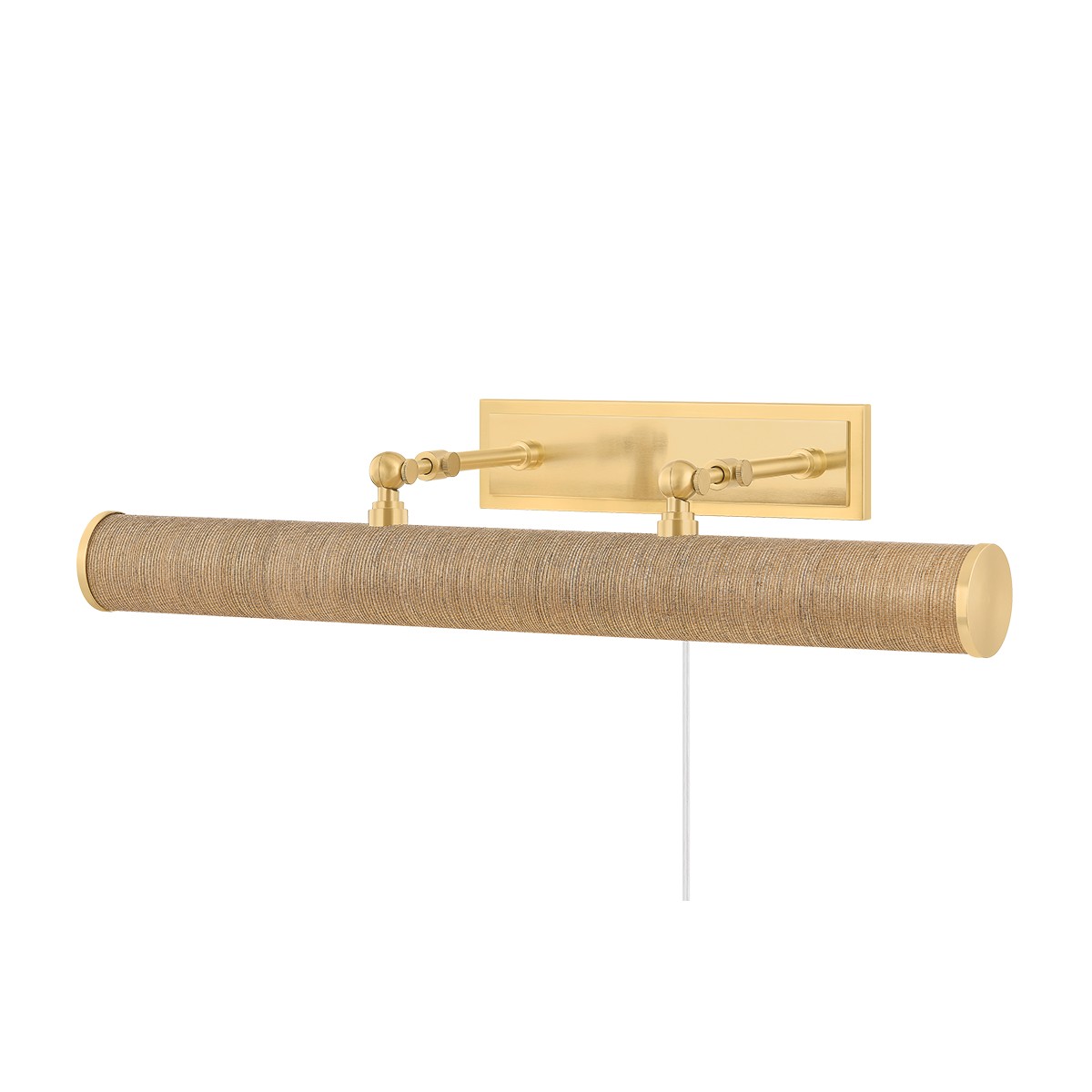 Aged Brass Grasscloth Picture Light from the Holly Collection