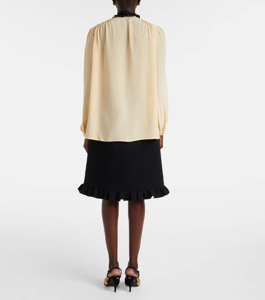 Ruffled silk crêpe de chine blouse