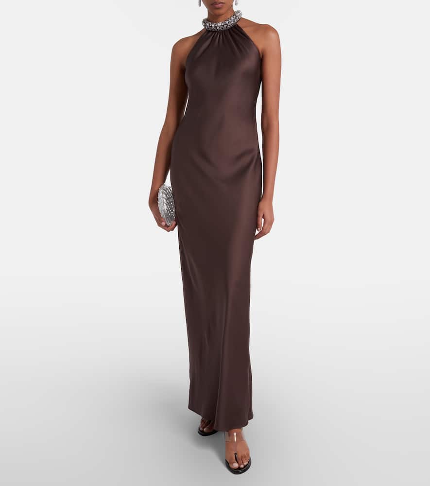Embellished satin gown