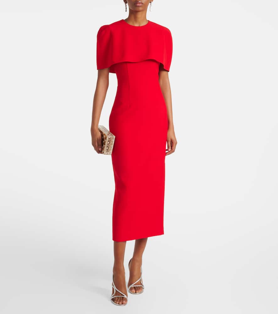 Caped crêpe midi dress
