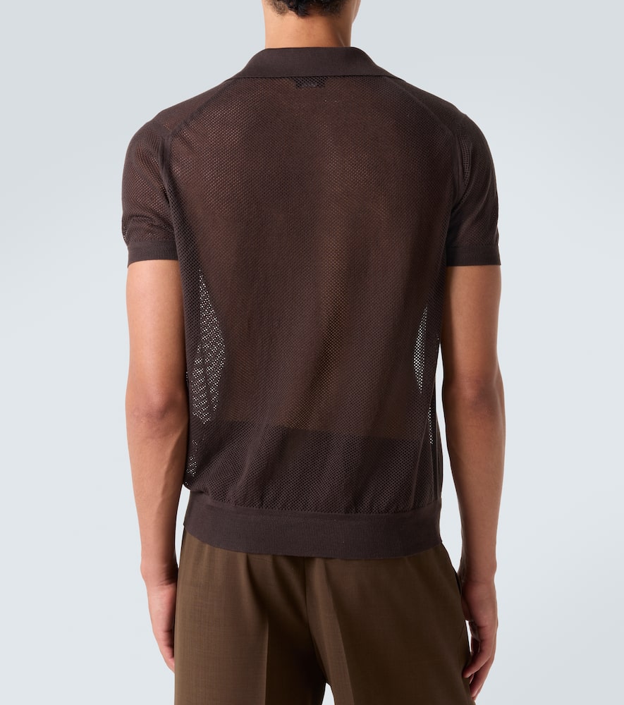 Semi-sheer cotton and silk polo shirt