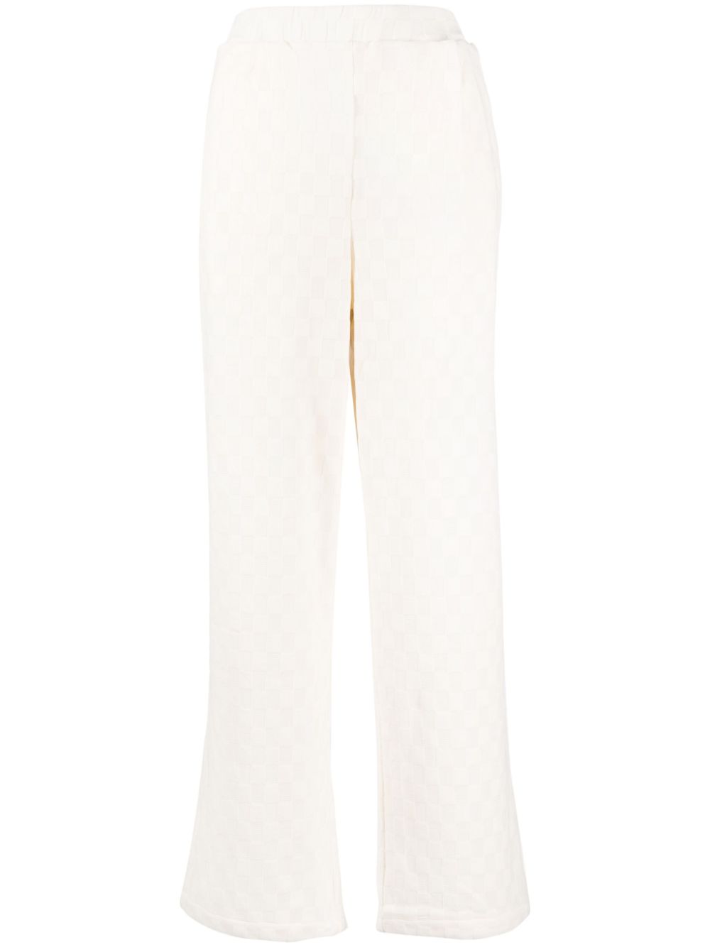 Checkerboard-knit high-waisted trousers - White