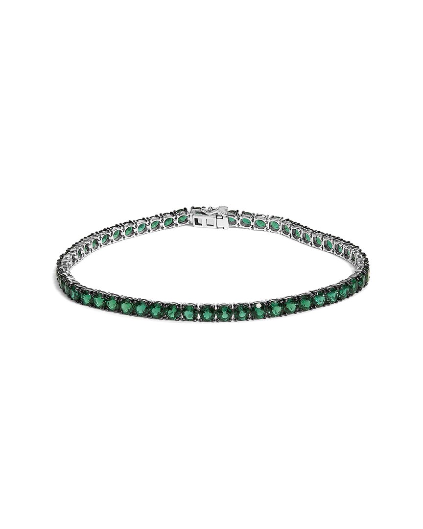 Colorful Gemstones Silver 15.00 ct. tw. Lab-Grown Emerald Tennis Bracelet