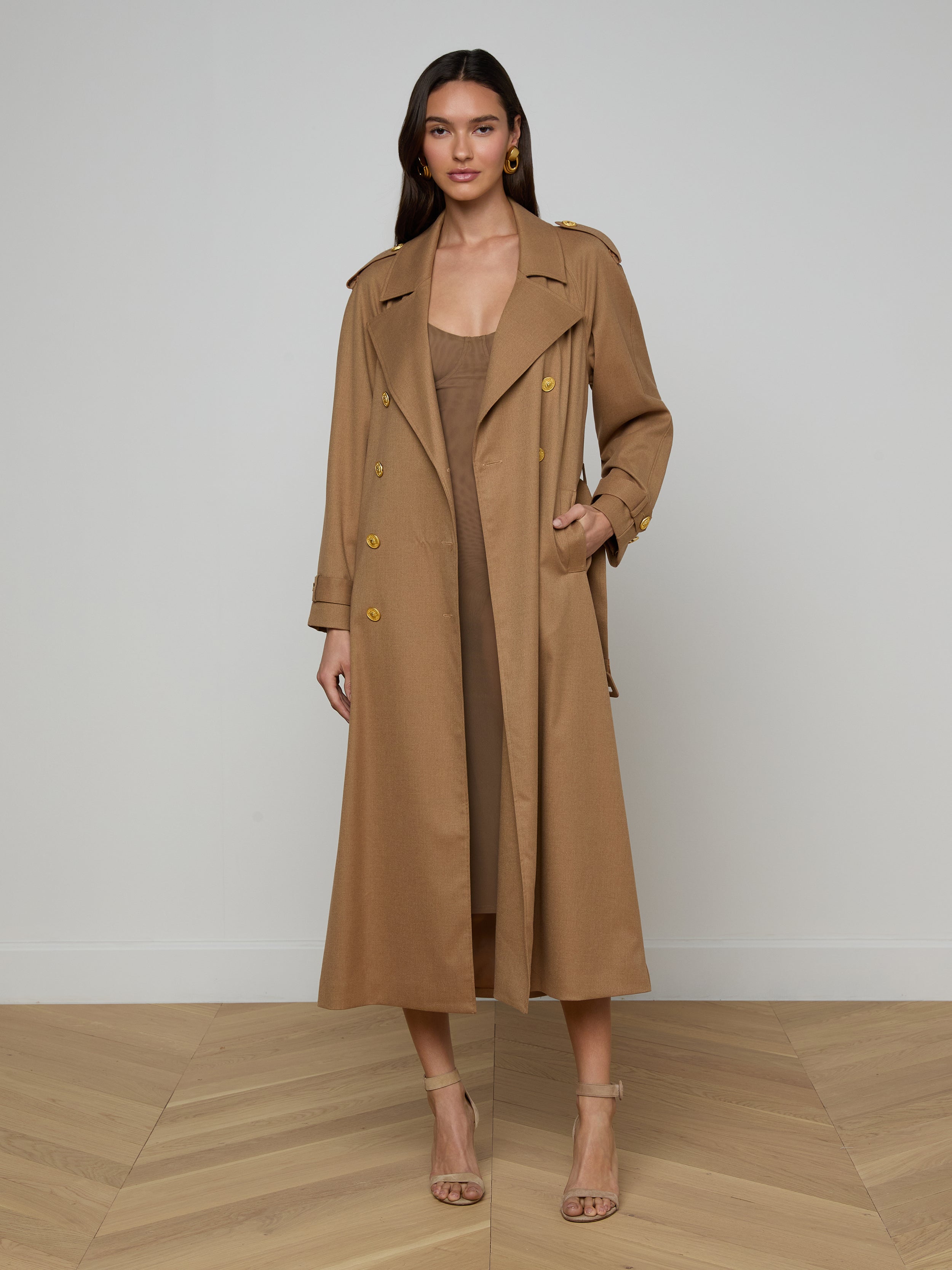 Brinley Oversized Trench Coat In Dark Macchiato