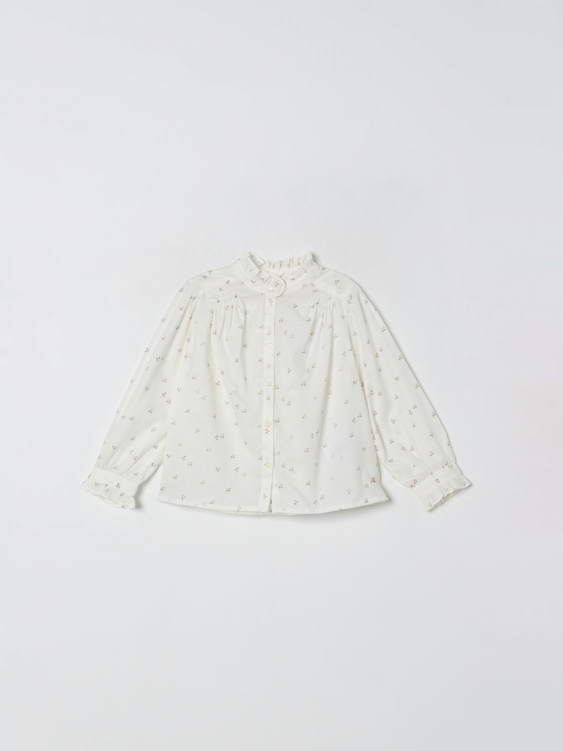 Ruffled cherry-patterned blouse - Neutrals