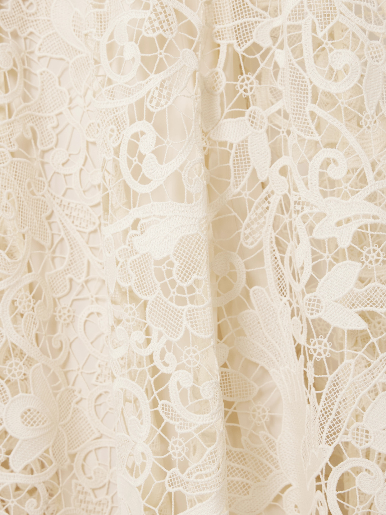 Hypnotic Memento Bird Cape-effect Guipure Lace Midi Dress - Cream