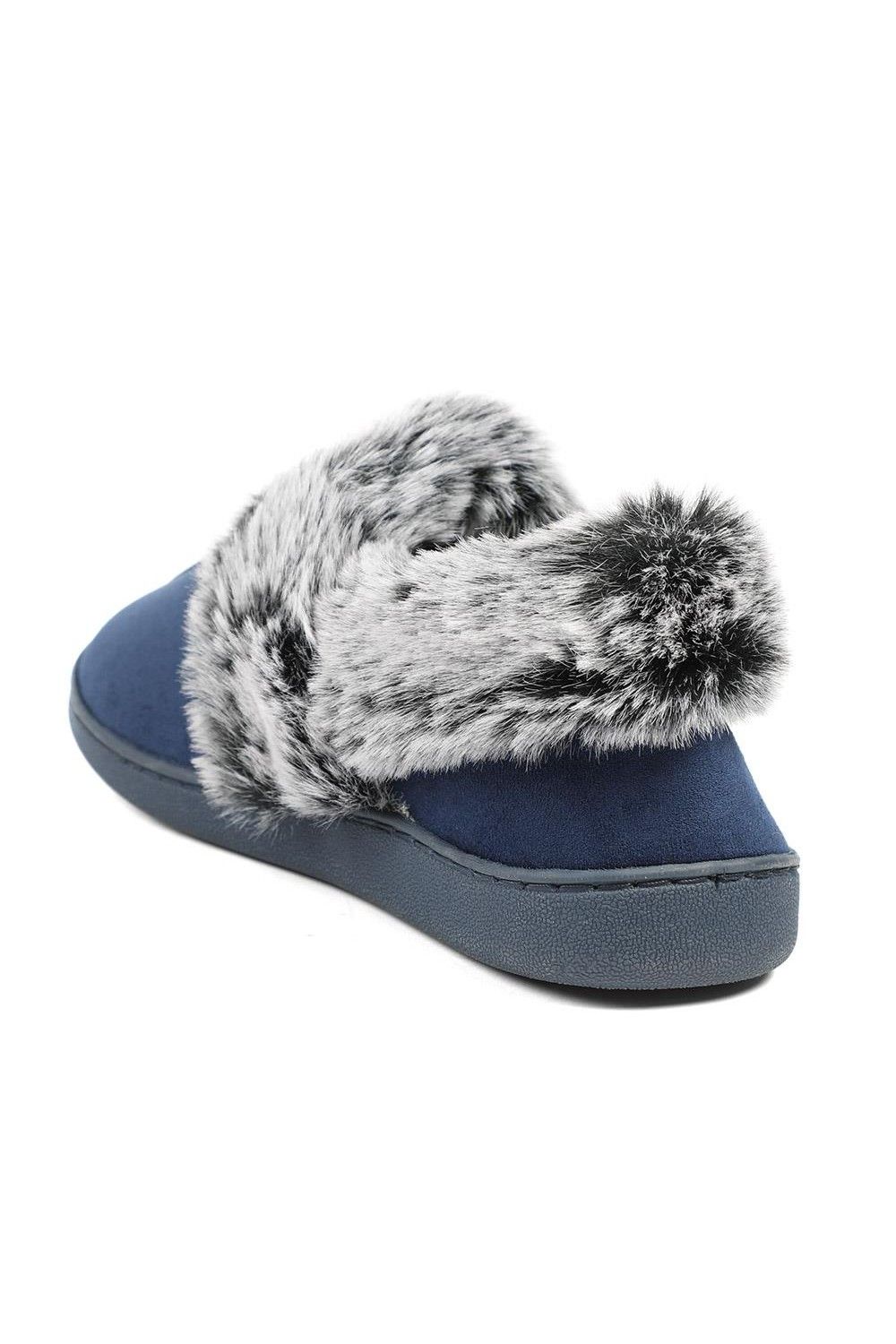 Pavers Women's Wide Fit Soft Full Slippers Flat in Navy