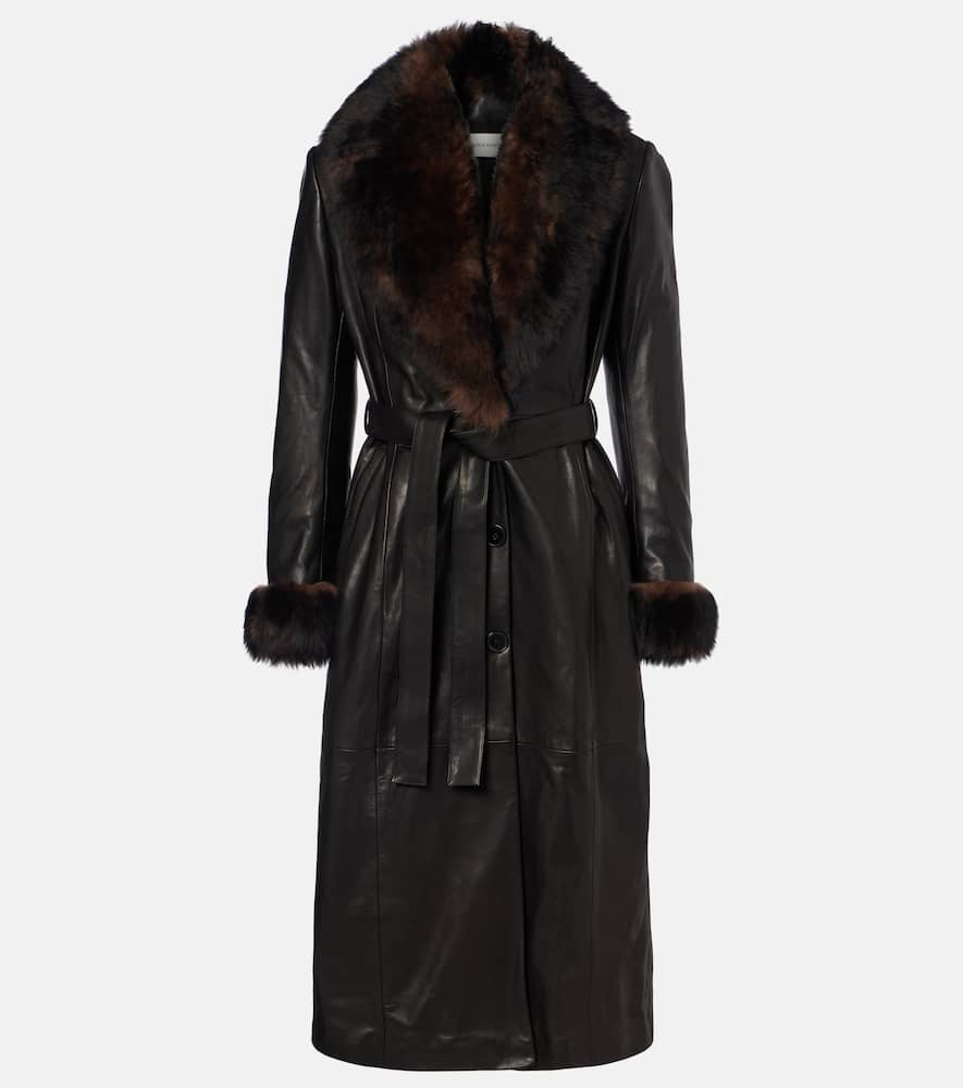 Baez shearling-trimmed leather coat