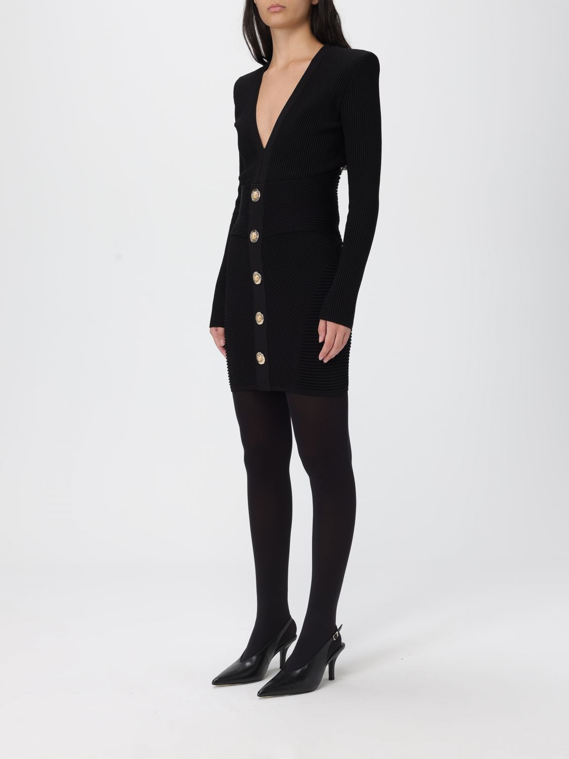 Ribbed bodycon dress - Black