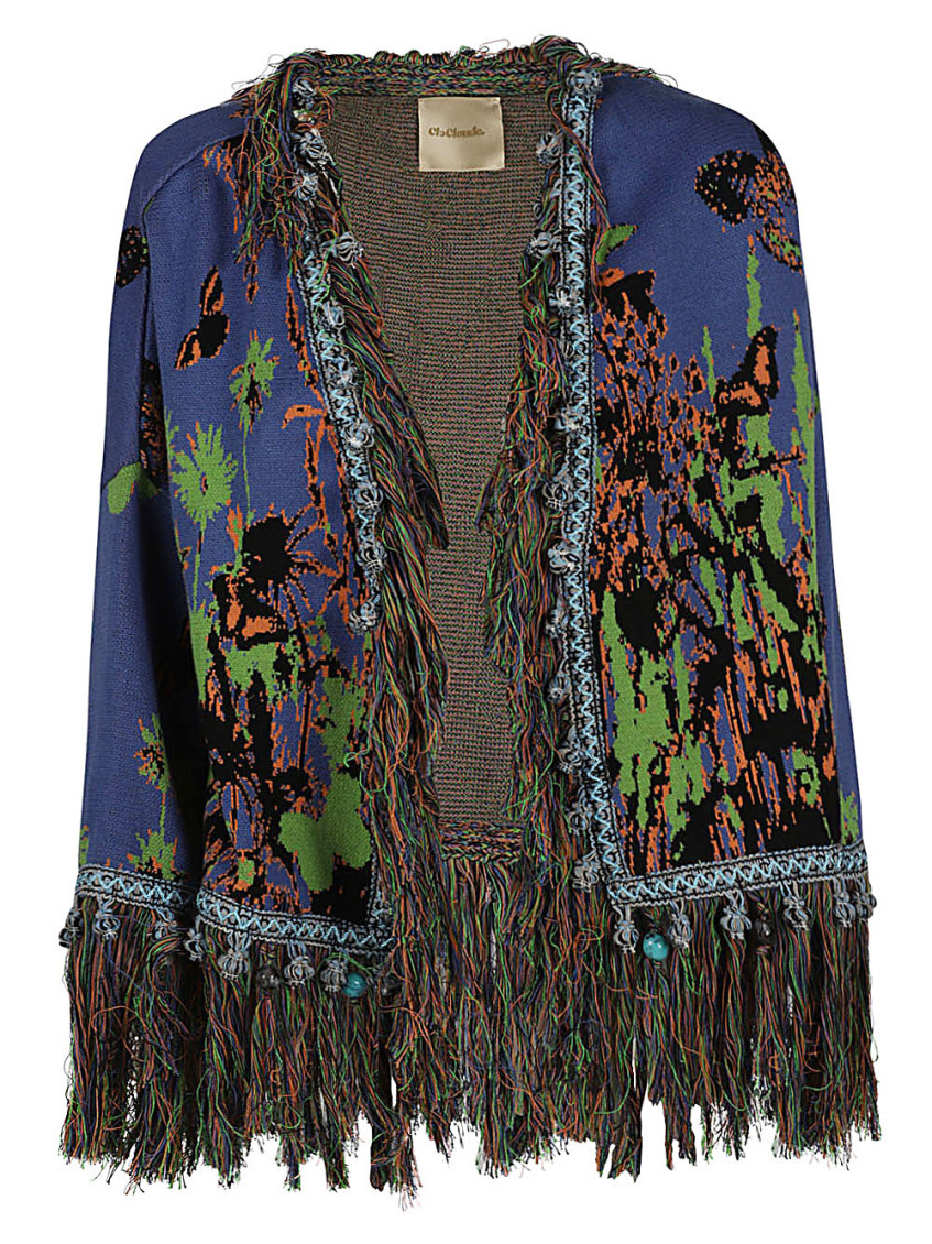 Blue Printed cotton cardigan