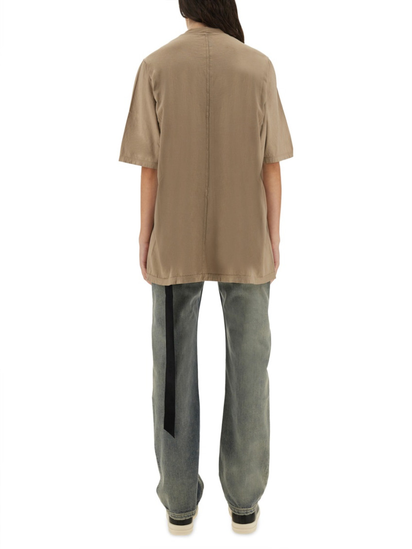 Beige Solid Crew Neck T-Shirt