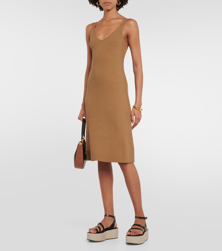 Vince Ribbed-knit cotton-blend midi dress