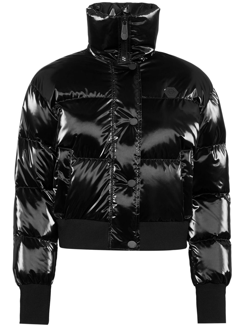 Smile cropped puffer jacket - Black
