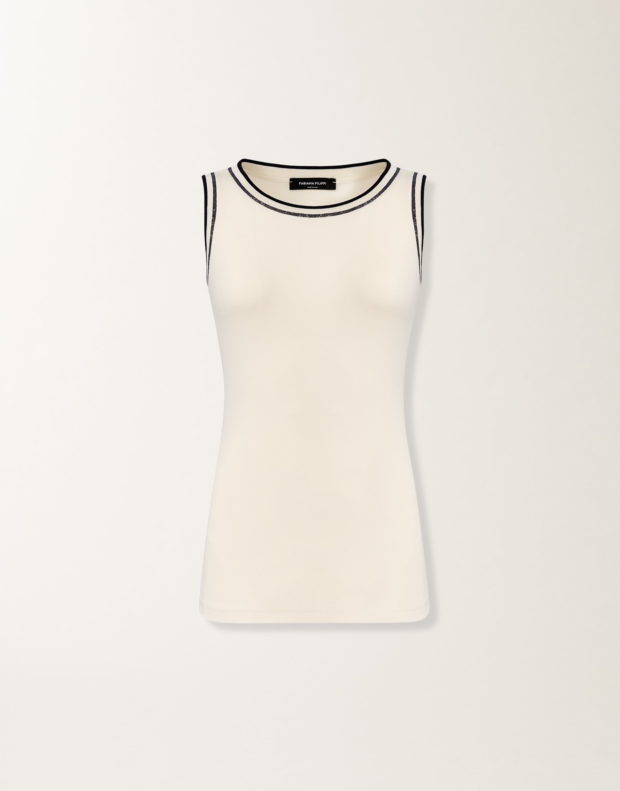 Jersey tank top in butter and midnight blue