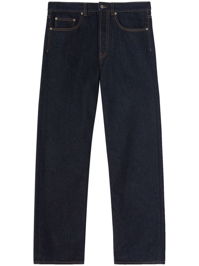 Logo-embroidered denim jeans - Blue