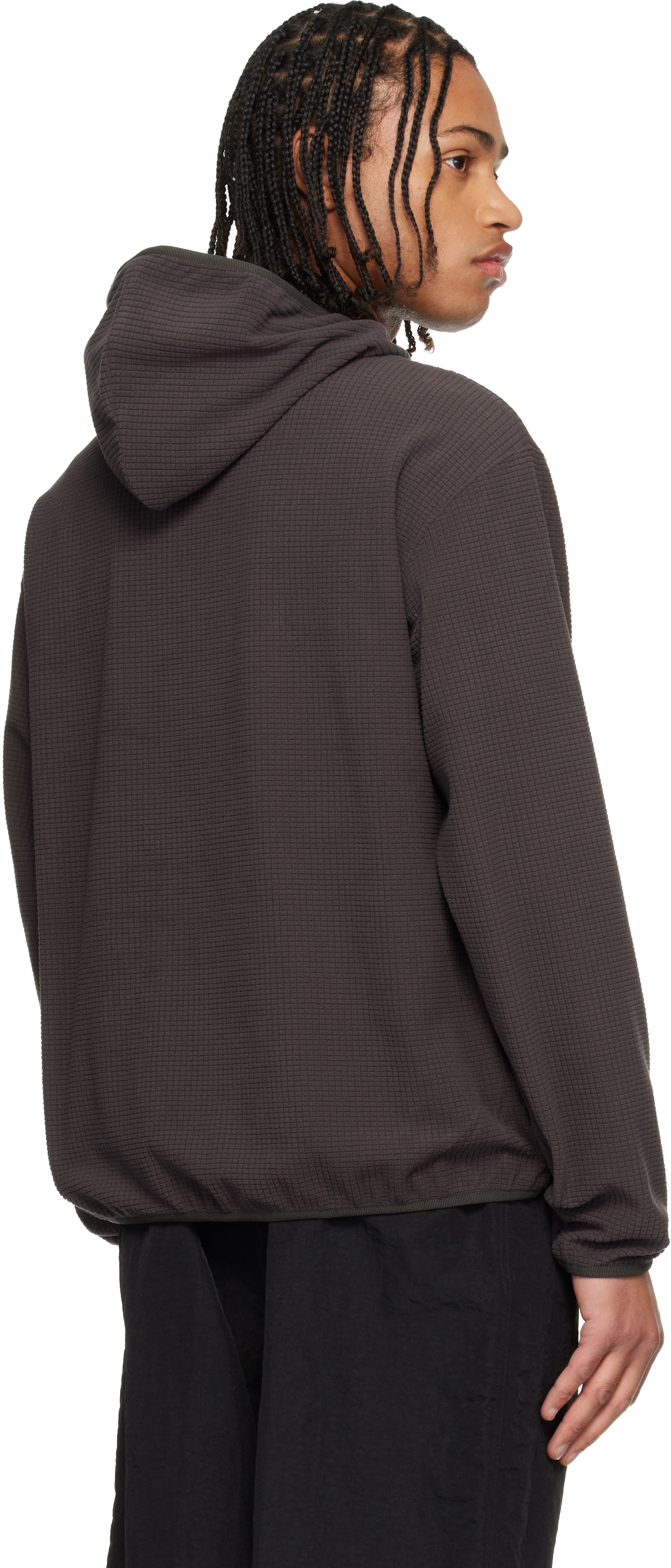 Gray Waffle Knit Hoodie