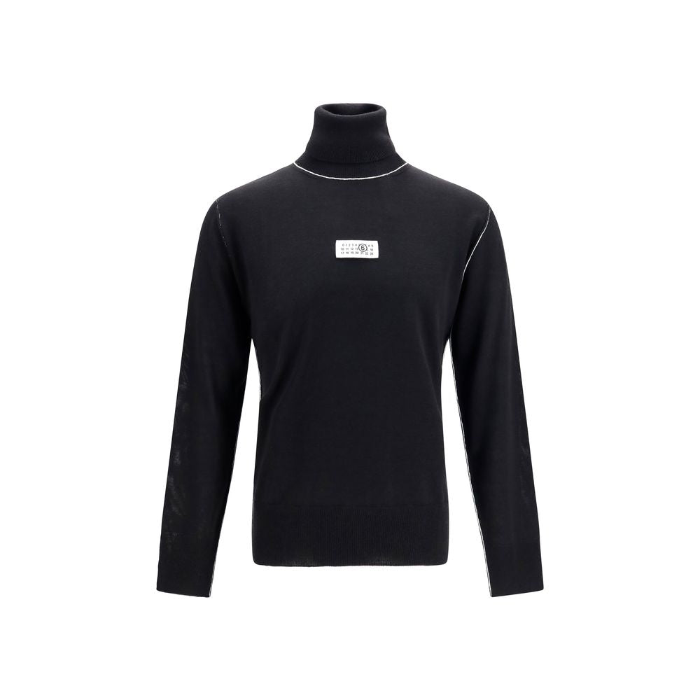 Merino Wool Turtleneck Sweater — Black
