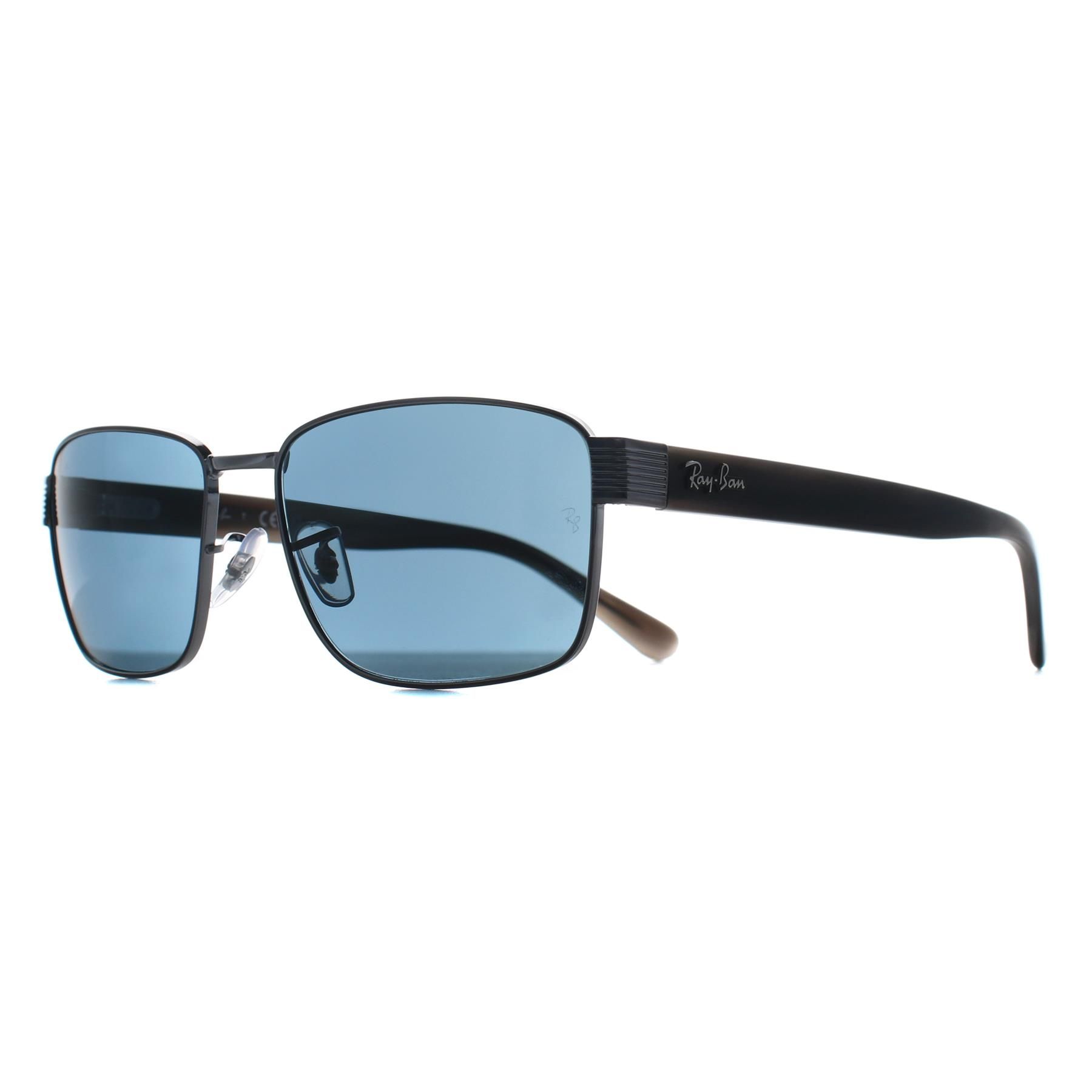 Ray-Ban Rectangle Gunmetal Havana Grey Blue RB