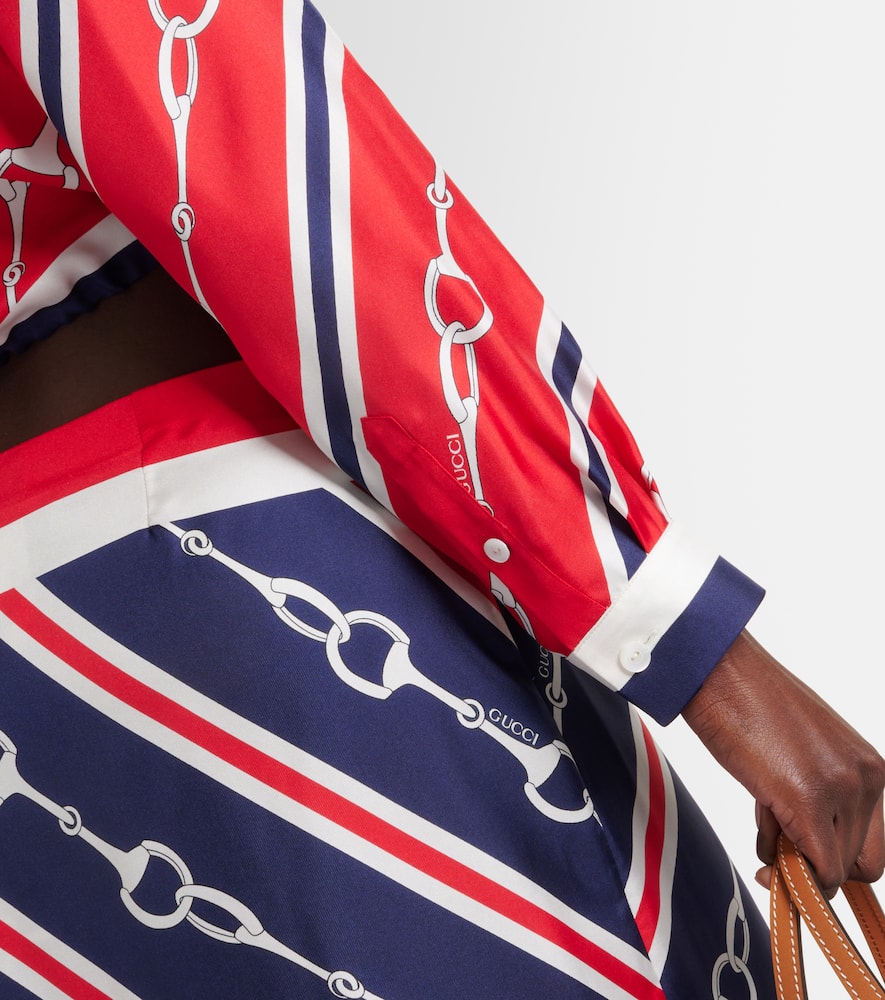 Horsebit cropped silk twill shirt
