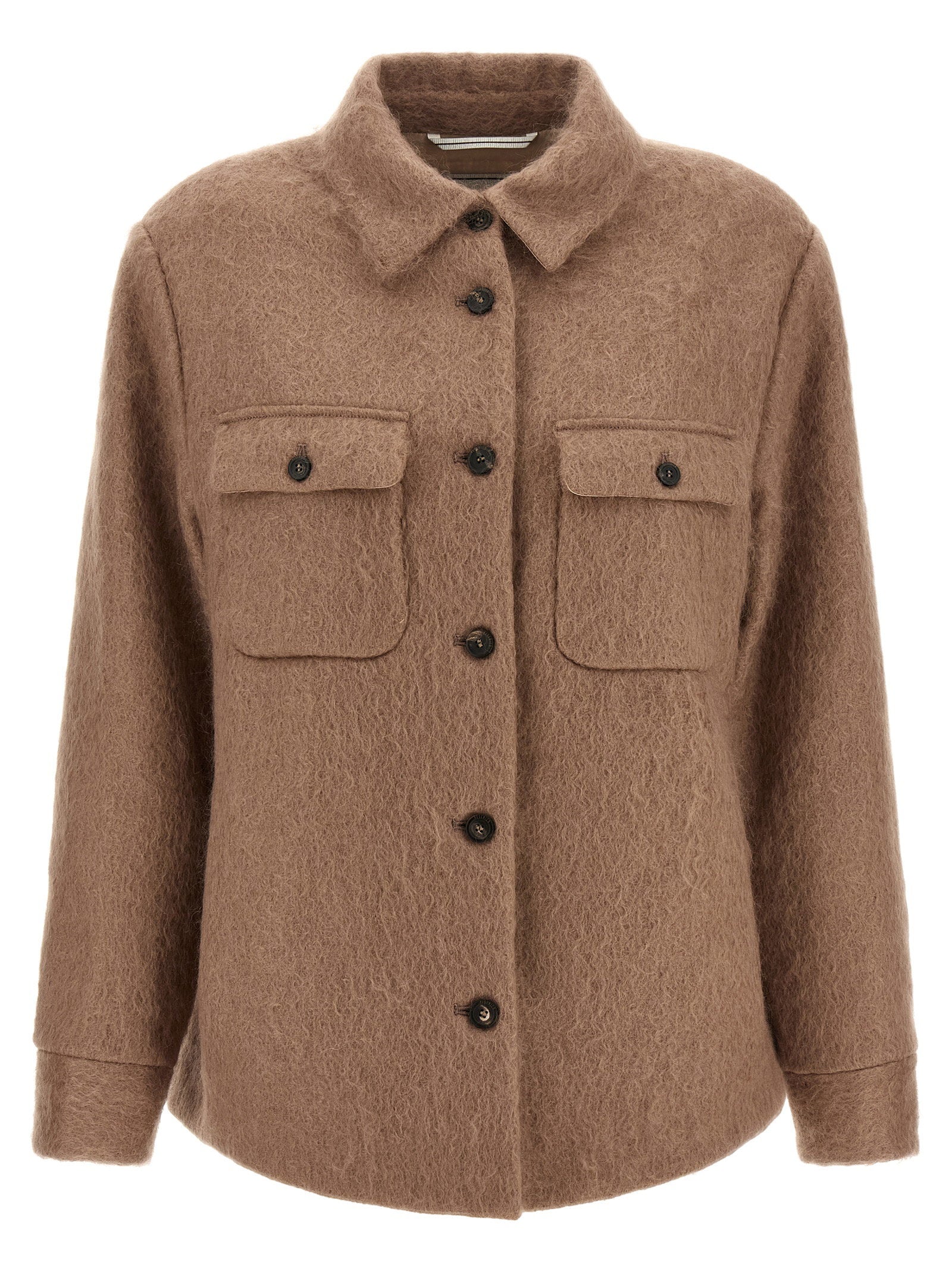 Bouclé Wool-Mohair Overshirt — Hazelnut
