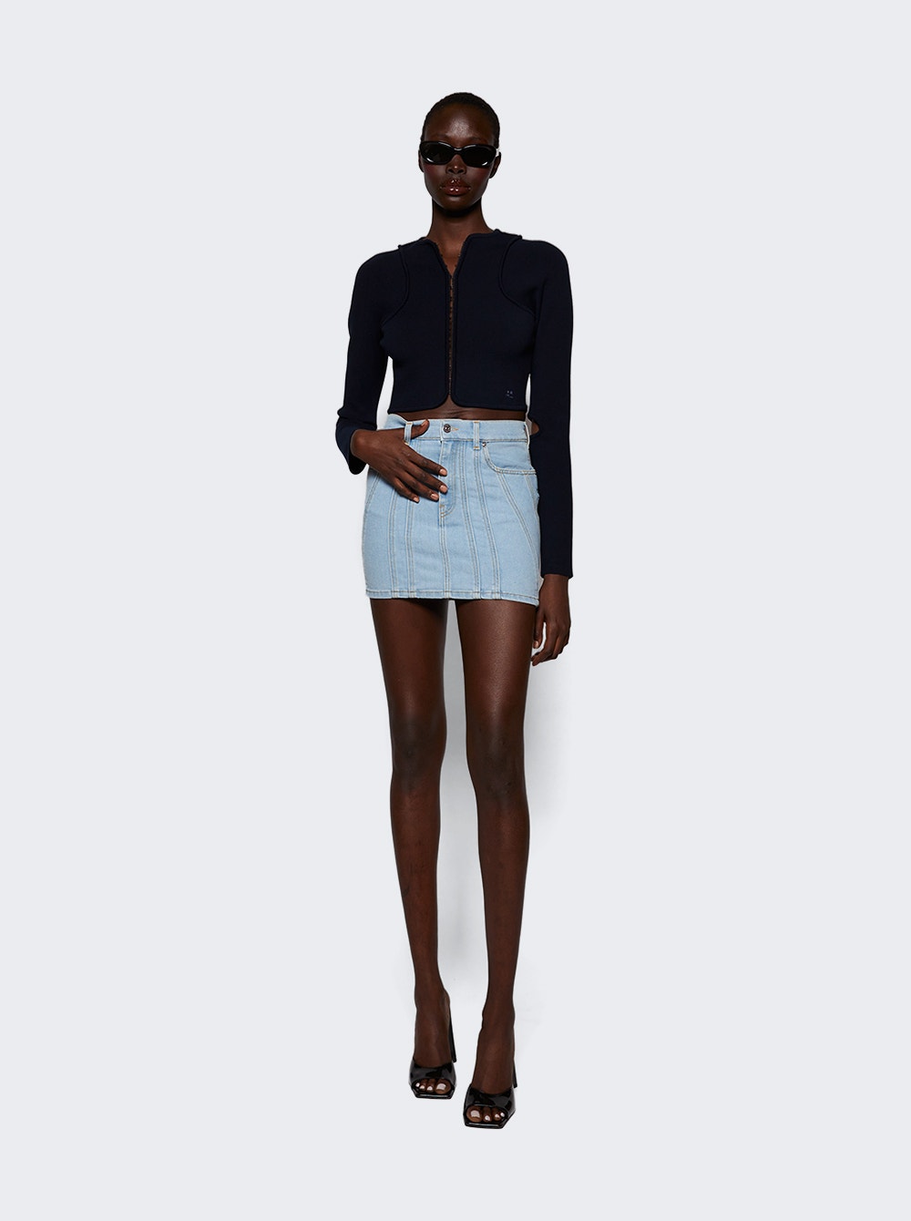 Spiral-detail mini skirt - Blue