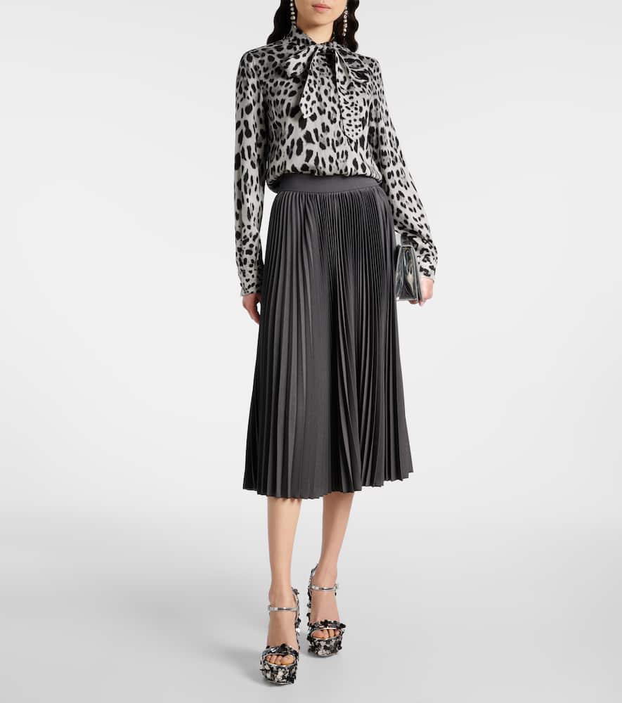Plissé midi skirt