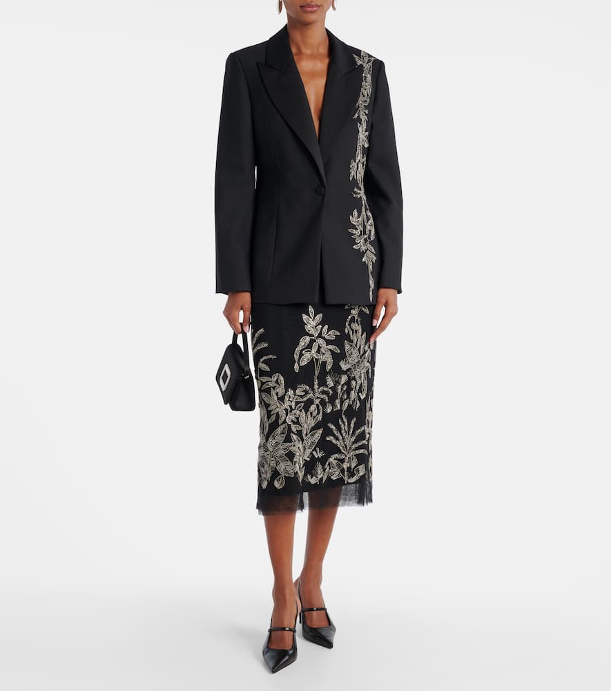 Leyla beaded tulle midi skirt