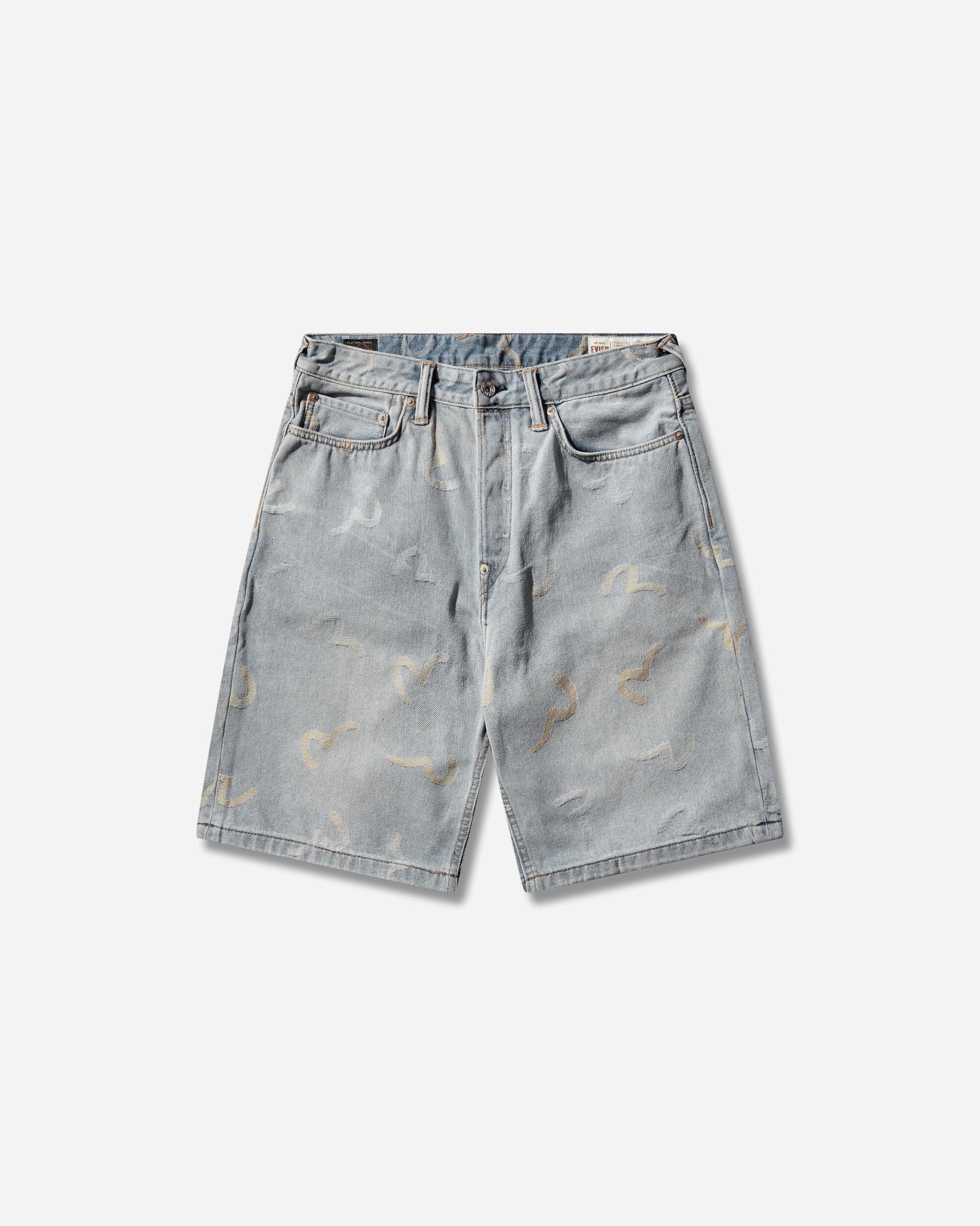 Men s All-Over Seagull Jacquard Denim Shorts Indigo